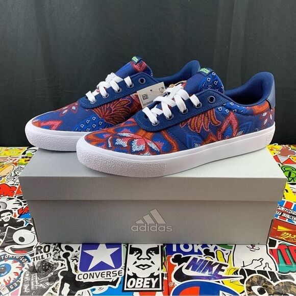 Adidas Vulc Raid3r Floral Blue Womens Various Sizes - Picture 1 of 14